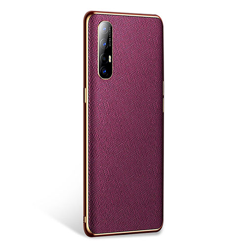 Soft Luxury Leather Snap On Case Cover L02 for Oppo Reno3 Pro Purple
