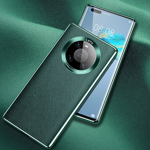 Soft Luxury Leather Snap On Case Cover L03 for Huawei Mate 40 Pro Cyan