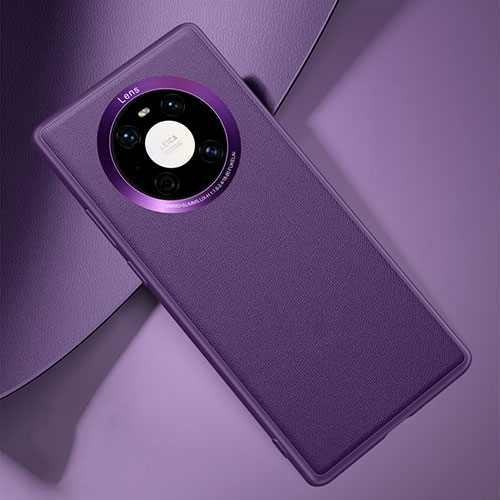 Soft Luxury Leather Snap On Case Cover L04 for Huawei Mate 40E Pro 5G Purple