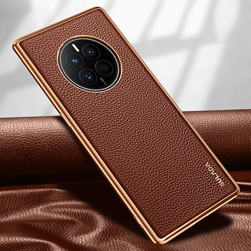 Soft Luxury Leather Snap On Case Cover LD1 for Huawei Mate 50 Brown