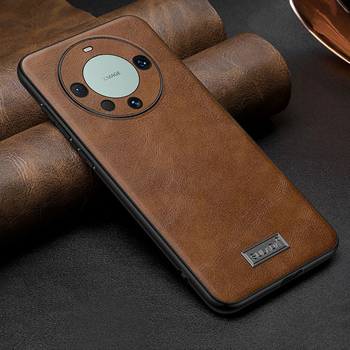 Soft Luxury Leather Snap On Case Cover LD1 for Huawei Mate 60 Brown