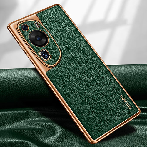 Soft Luxury Leather Snap On Case Cover LD1 for Huawei P60 Art Green