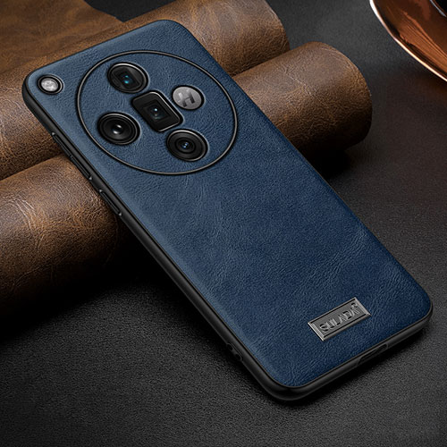 Soft Luxury Leather Snap On Case Cover LD1 for Oppo Find X7 Ultra 5G Blue