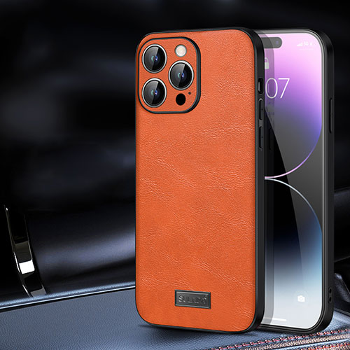 Soft Luxury Leather Snap On Case Cover LD2 for Apple iPhone 15 Pro Max Orange