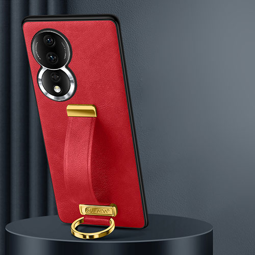 Soft Luxury Leather Snap On Case Cover LD2 for Huawei Honor 80 5G Red