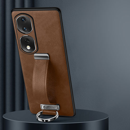 Soft Luxury Leather Snap On Case Cover LD2 for Huawei Honor 80 Pro 5G Brown