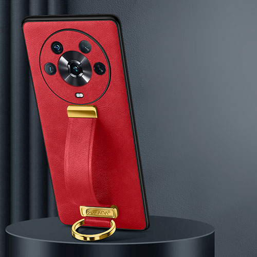 Soft Luxury Leather Snap On Case Cover LD2 for Huawei Honor Magic4 5G Red