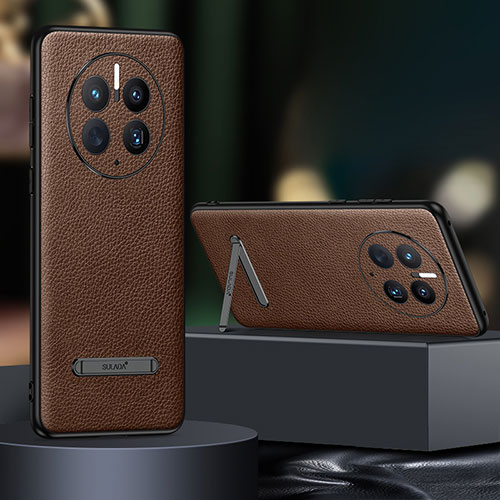 Soft Luxury Leather Snap On Case Cover LD2 for Huawei Mate 50 Pro Brown