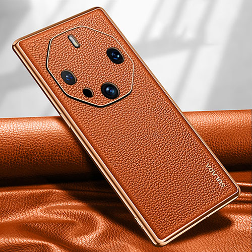 Soft Luxury Leather Snap On Case Cover LD2 for Huawei Mate 60 RS Ultimate Orange