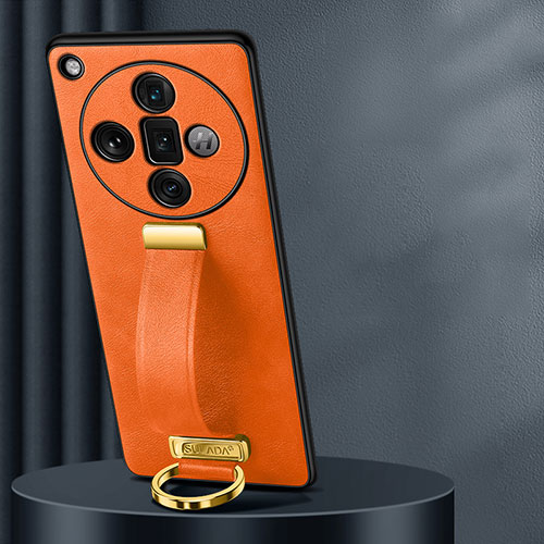 Soft Luxury Leather Snap On Case Cover LD2 for Oppo Find X7 Ultra 5G Orange