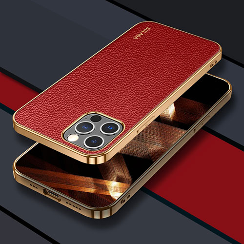 Soft Luxury Leather Snap On Case Cover LD3 for Apple iPhone 15 Pro Red