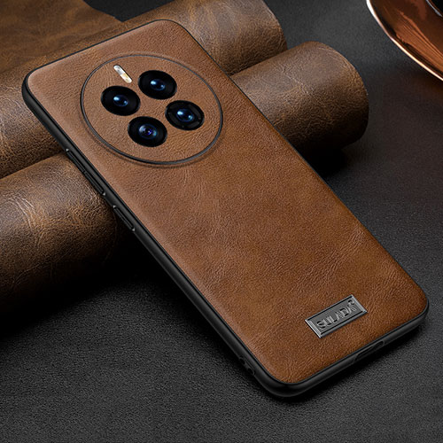 Soft Luxury Leather Snap On Case Cover LD3 for Huawei Mate 50E Brown