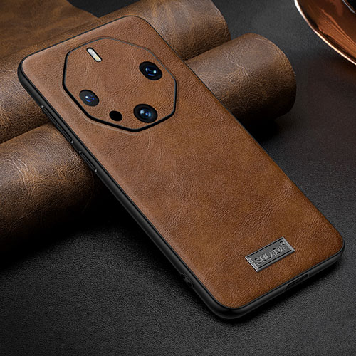 Soft Luxury Leather Snap On Case Cover LD3 for Huawei Mate 60 RS Ultimate Brown