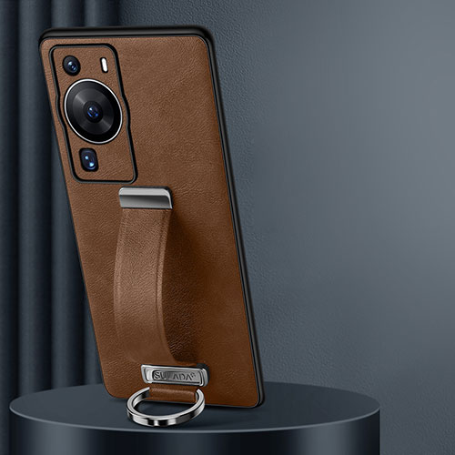 Soft Luxury Leather Snap On Case Cover LD3 for Huawei P60 Pro Brown