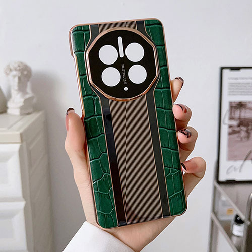 Soft Luxury Leather Snap On Case Cover LF3 for Huawei Mate 50 Green