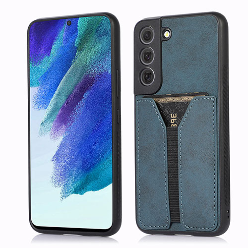 Soft Luxury Leather Snap On Case Cover M02T for Samsung Galaxy S22 Plus 5G Blue