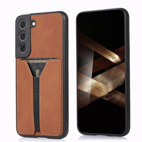 Soft Luxury Leather Snap On Case Cover M02T for Samsung Galaxy S24 Plus 5G Brown