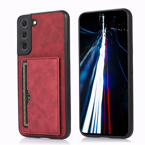 Soft Luxury Leather Snap On Case Cover M03T for Samsung Galaxy S21 Plus 5G Red