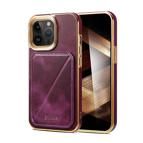 Soft Luxury Leather Snap On Case Cover MT2 for Apple iPhone 15 Pro Max Purple