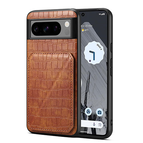 Soft Luxury Leather Snap On Case Cover MT3 for Google Pixel 8 Pro 5G Brown