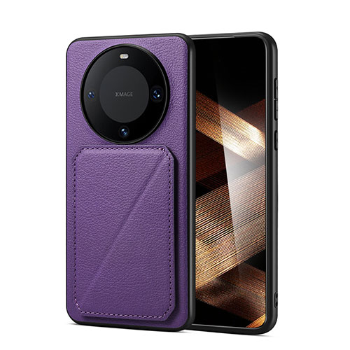 Soft Luxury Leather Snap On Case Cover MT3 for Huawei Mate 60 Pro Purple