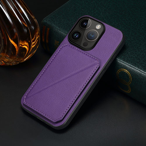 Soft Luxury Leather Snap On Case Cover MT4 for Apple iPhone 14 Pro Max Purple