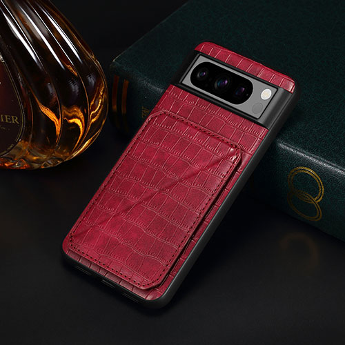 Soft Luxury Leather Snap On Case Cover MT4 for Google Pixel 8 Pro 5G Red