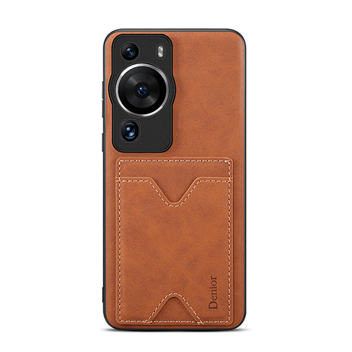 Soft Luxury Leather Snap On Case Cover MT4 for Huawei P60 Brown