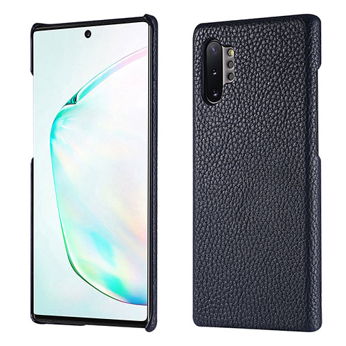 Soft Luxury Leather Snap On Case Cover P01 for Samsung Galaxy Note 10 Plus 5G Blue