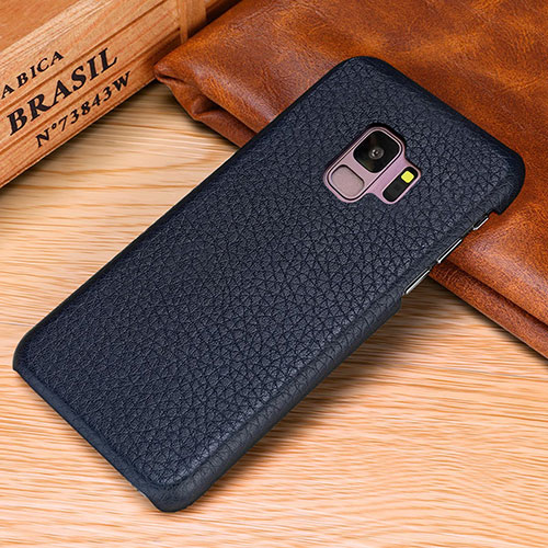 Soft Luxury Leather Snap On Case Cover P01 for Samsung Galaxy S9 Plus Blue