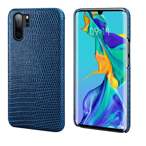 Soft Luxury Leather Snap On Case Cover P02 for Huawei P30 Pro Blue