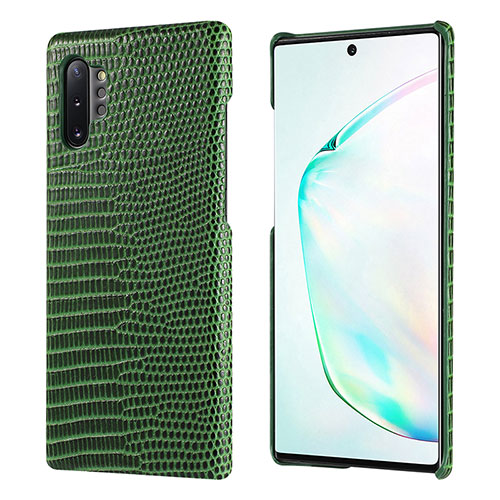 Soft Luxury Leather Snap On Case Cover P02 for Samsung Galaxy Note 10 Plus Green