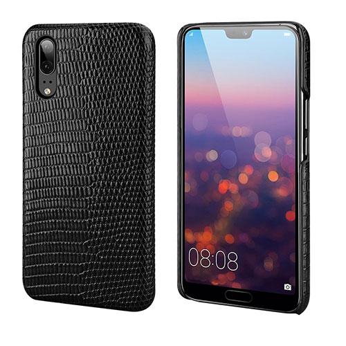 Soft Luxury Leather Snap On Case Cover P03 for Huawei P20 Black