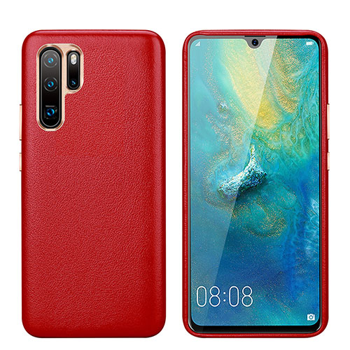 Soft Luxury Leather Snap On Case Cover P03 for Huawei P30 Pro New Edition Red