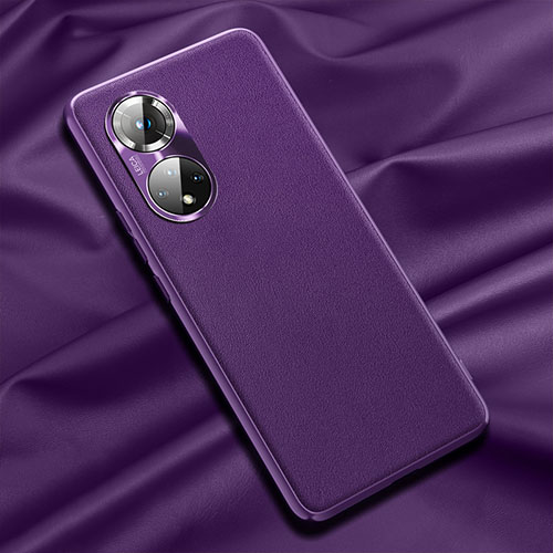 Soft Luxury Leather Snap On Case Cover QK1 for Huawei Honor 50 5G Purple