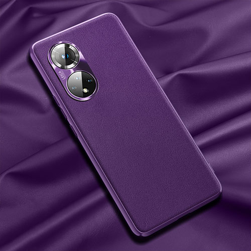 Soft Luxury Leather Snap On Case Cover QK1 for Huawei Honor 50 Pro 5G Purple