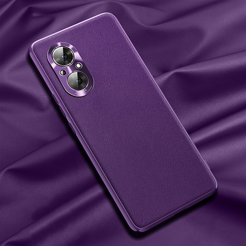 Soft Luxury Leather Snap On Case Cover QK1 for Huawei Honor 50 SE 5G Purple