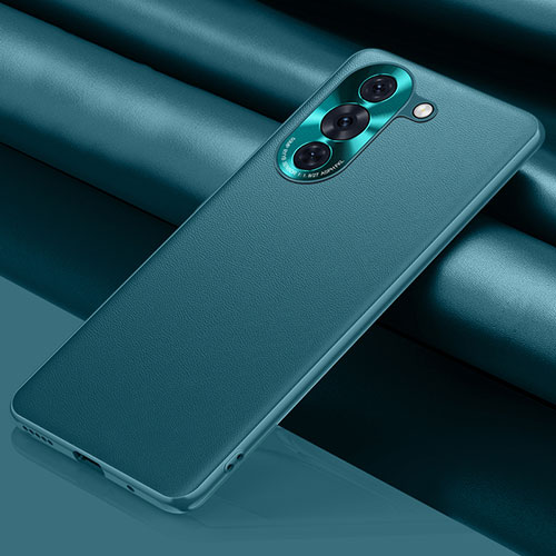 Soft Luxury Leather Snap On Case Cover QK1 for Huawei Nova 10 Pro Cyan