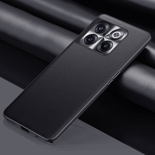 Soft Luxury Leather Snap On Case Cover QK1 for OnePlus 10T 5G Black