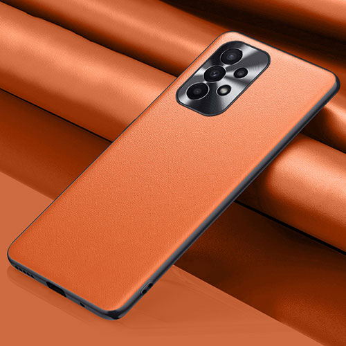 Soft Luxury Leather Snap On Case Cover QK1 for Samsung Galaxy A73 5G Orange
