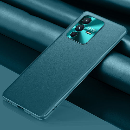 Soft Luxury Leather Snap On Case Cover QK1 for Vivo V23 Pro 5G Cyan