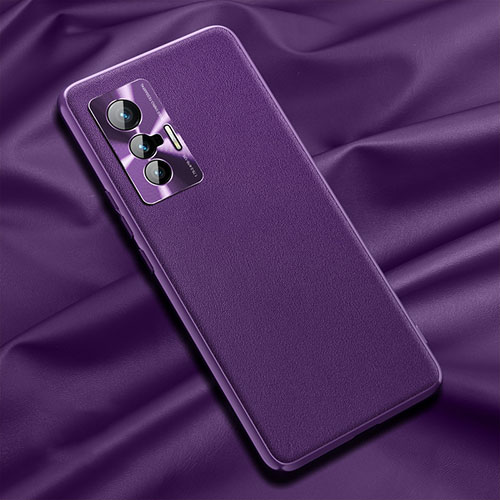 Soft Luxury Leather Snap On Case Cover QK1 for Vivo X70t Purple