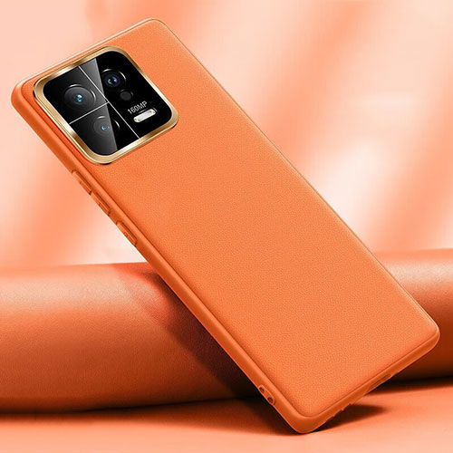 Soft Luxury Leather Snap On Case Cover QK1 for Xiaomi Mi 13 5G Orange
