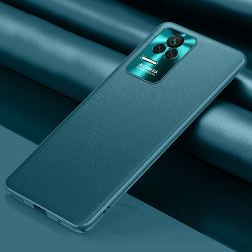 Soft Luxury Leather Snap On Case Cover QK1 for Xiaomi Poco F4 5G Cyan