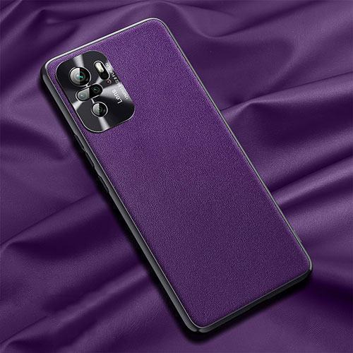 Soft Luxury Leather Snap On Case Cover QK1 for Xiaomi Redmi Note 10 4G Purple