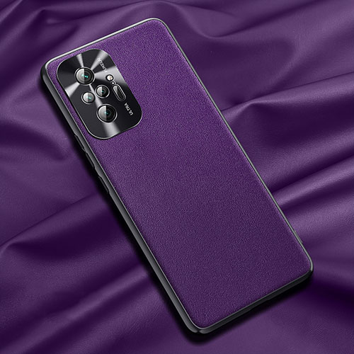 Soft Luxury Leather Snap On Case Cover QK1 for Xiaomi Redmi Note 10 Pro Max Purple
