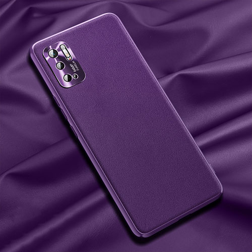 Soft Luxury Leather Snap On Case Cover QK1 for Xiaomi Redmi Note 10T 5G Purple