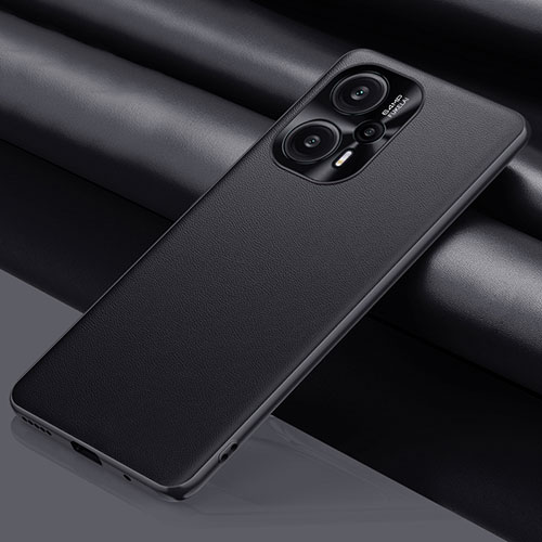 Soft Luxury Leather Snap On Case Cover QK1 for Xiaomi Redmi Note 12 Turbo 5G Black