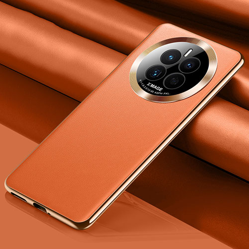 Soft Luxury Leather Snap On Case Cover QK2 for Huawei Mate 50 Orange