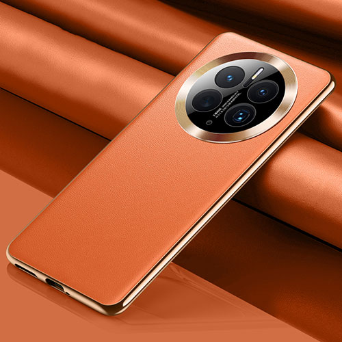 Soft Luxury Leather Snap On Case Cover QK2 for Huawei Mate 50 Pro Orange